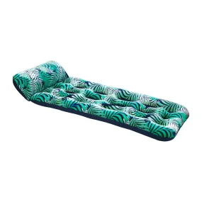 Aqua Contour Cooling Pool Float Lounge – 18-Pocket Inflatable Pool Floats for Adults – Teal Ferns