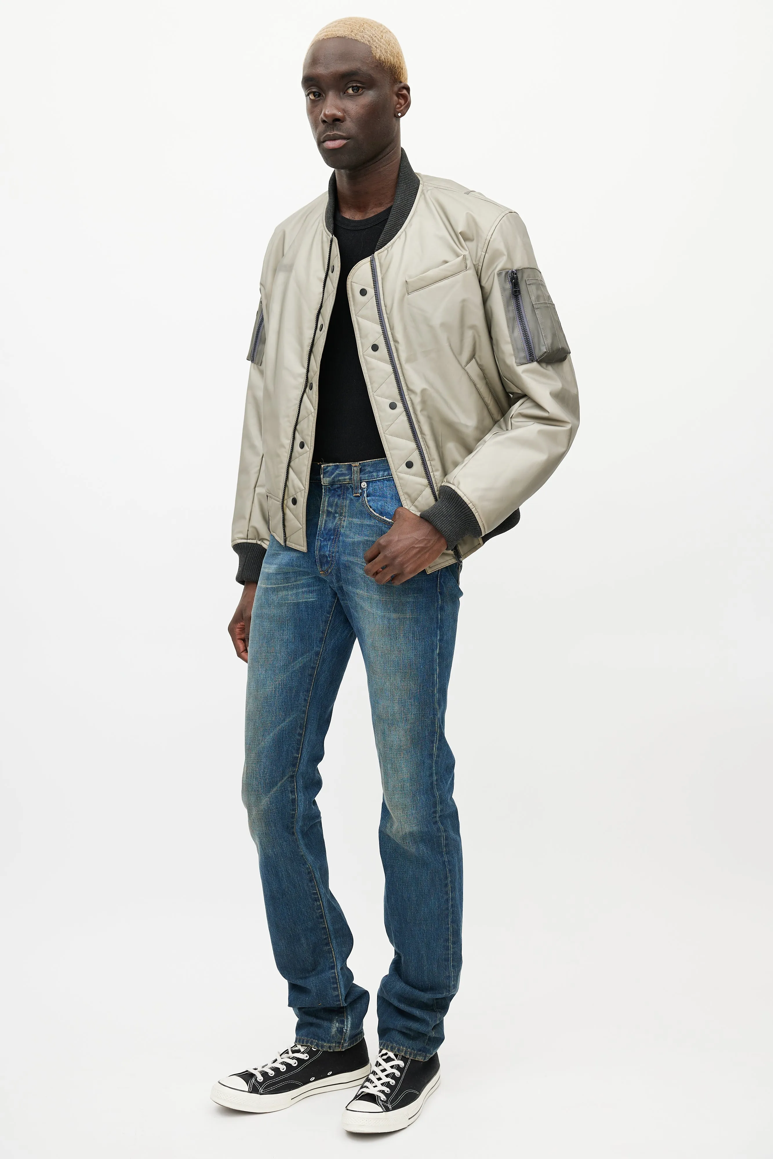 Blue Dark Wash Distressed Skinny Denim Jeans