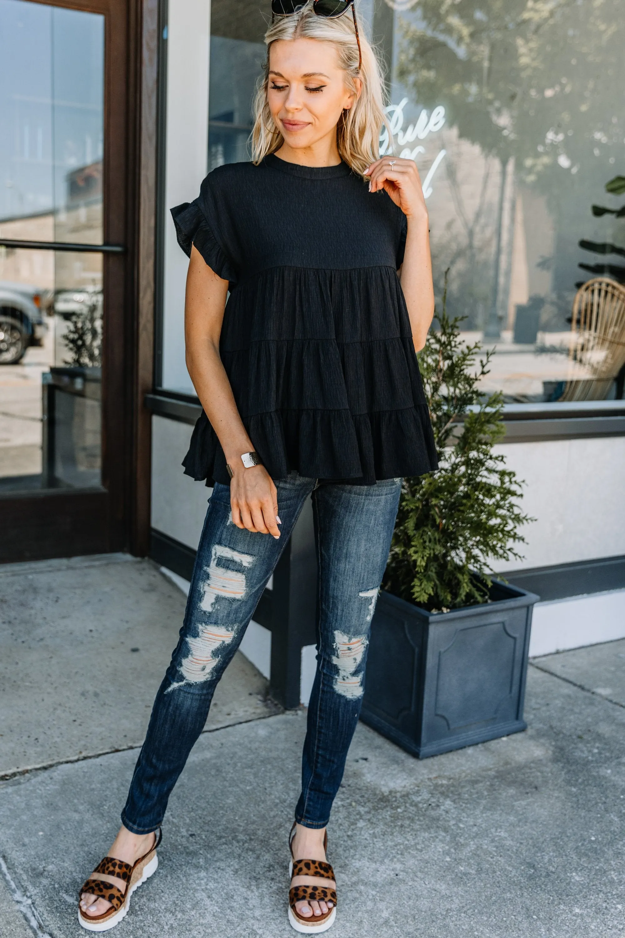 By My Side Dark Wash Distressed Skinny Jeans