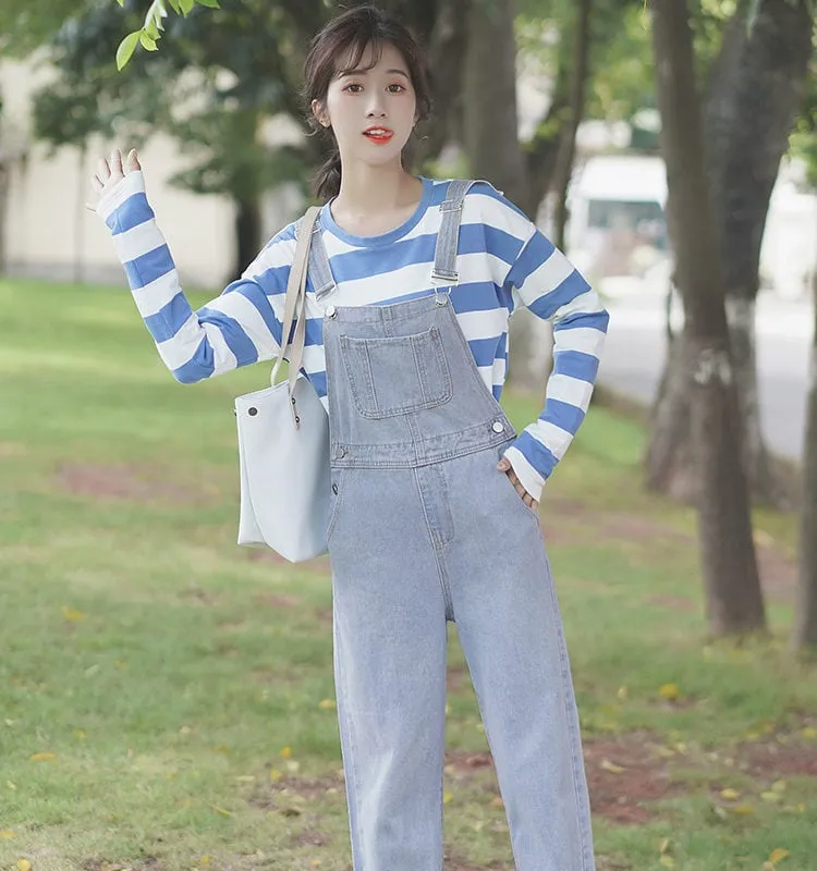 Fashion Loose Denim Overalls Trousers
