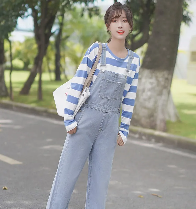 Fashion Loose Denim Overalls Trousers