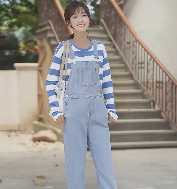 Fashion Loose Denim Overalls Trousers