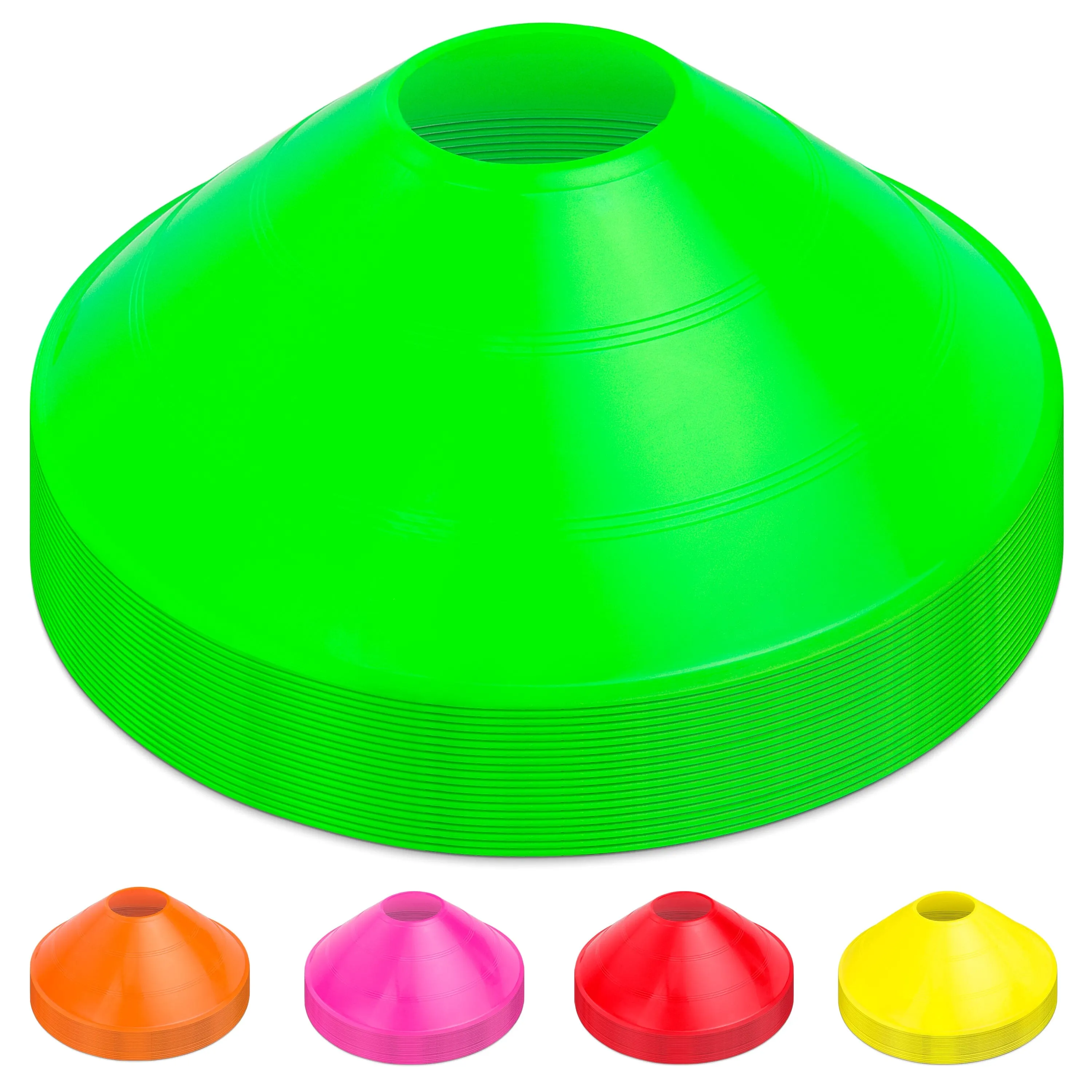 GoSports Premium Sports Cones for Training and Drills - 20 Pack with Tote - Green