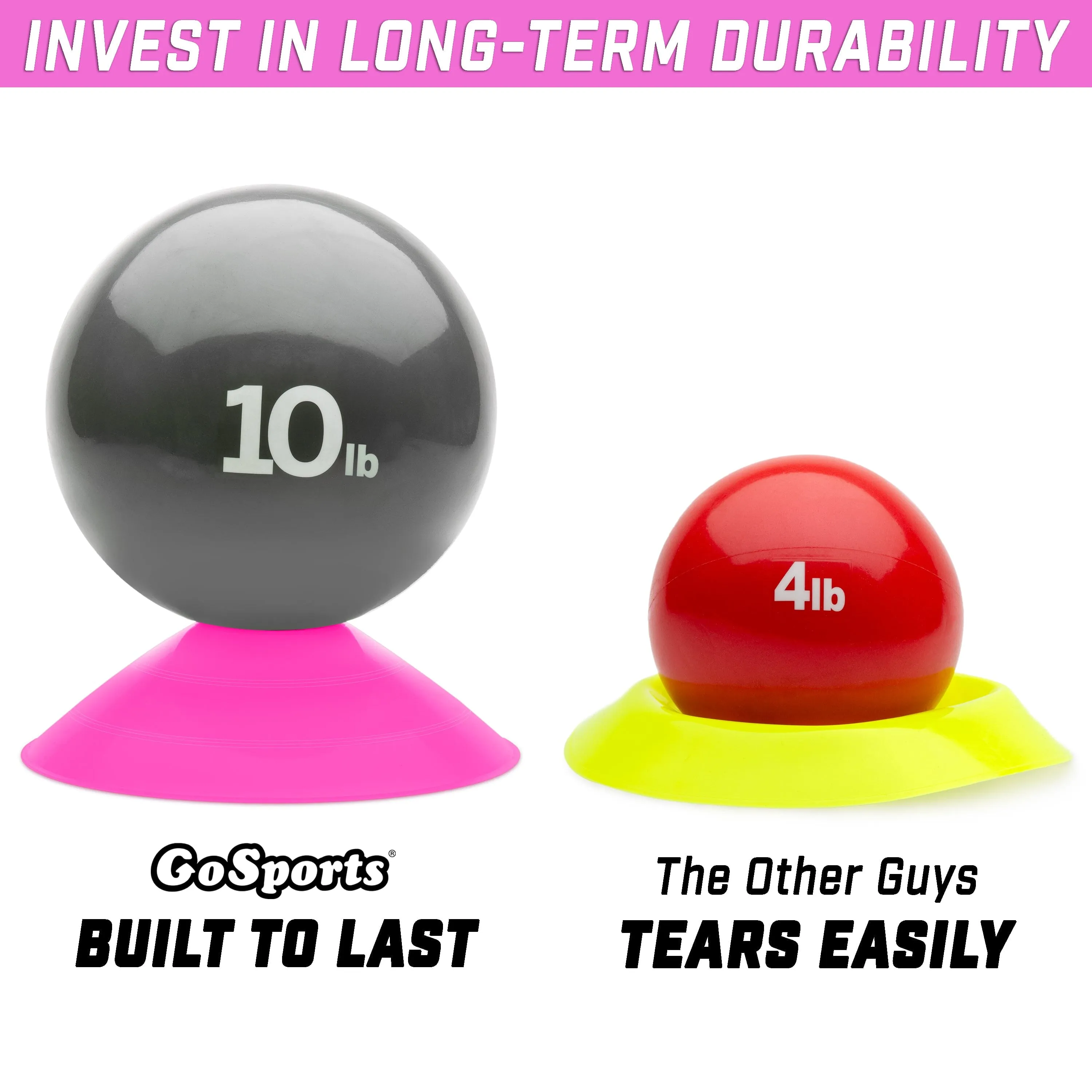 GoSports Premium Sports Cones for Training and Drills - 20 Pack with Tote - Pink