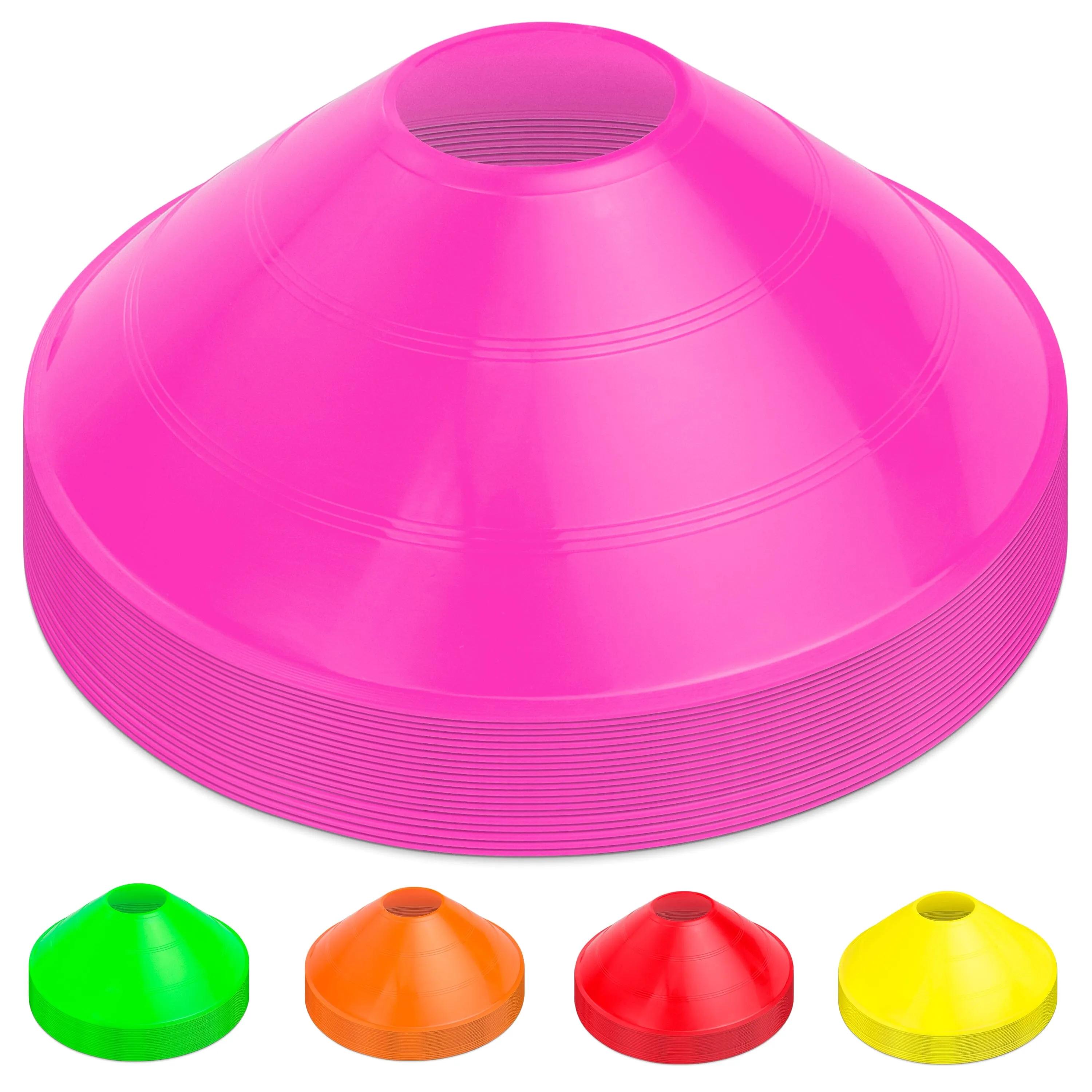 GoSports Premium Sports Cones for Training and Drills - 20 Pack with Tote - Pink