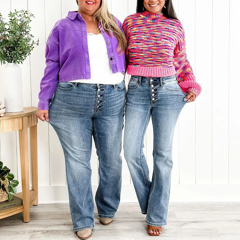 🎁Hot Sale 50% OFF👖Mid Rise Button Fly Bootcut Jeans