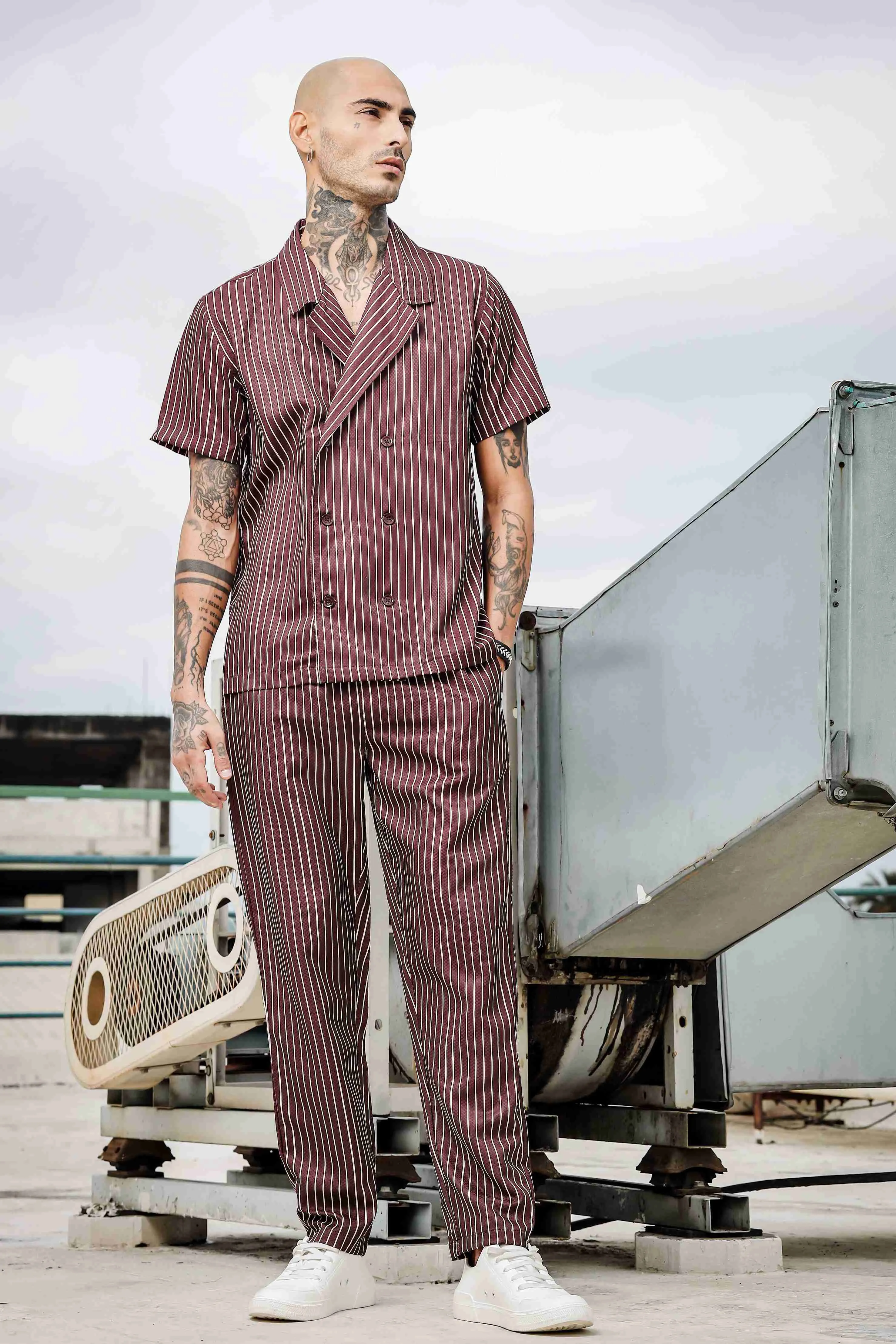 Jacquard Textured Korean Streetwear Coord Set