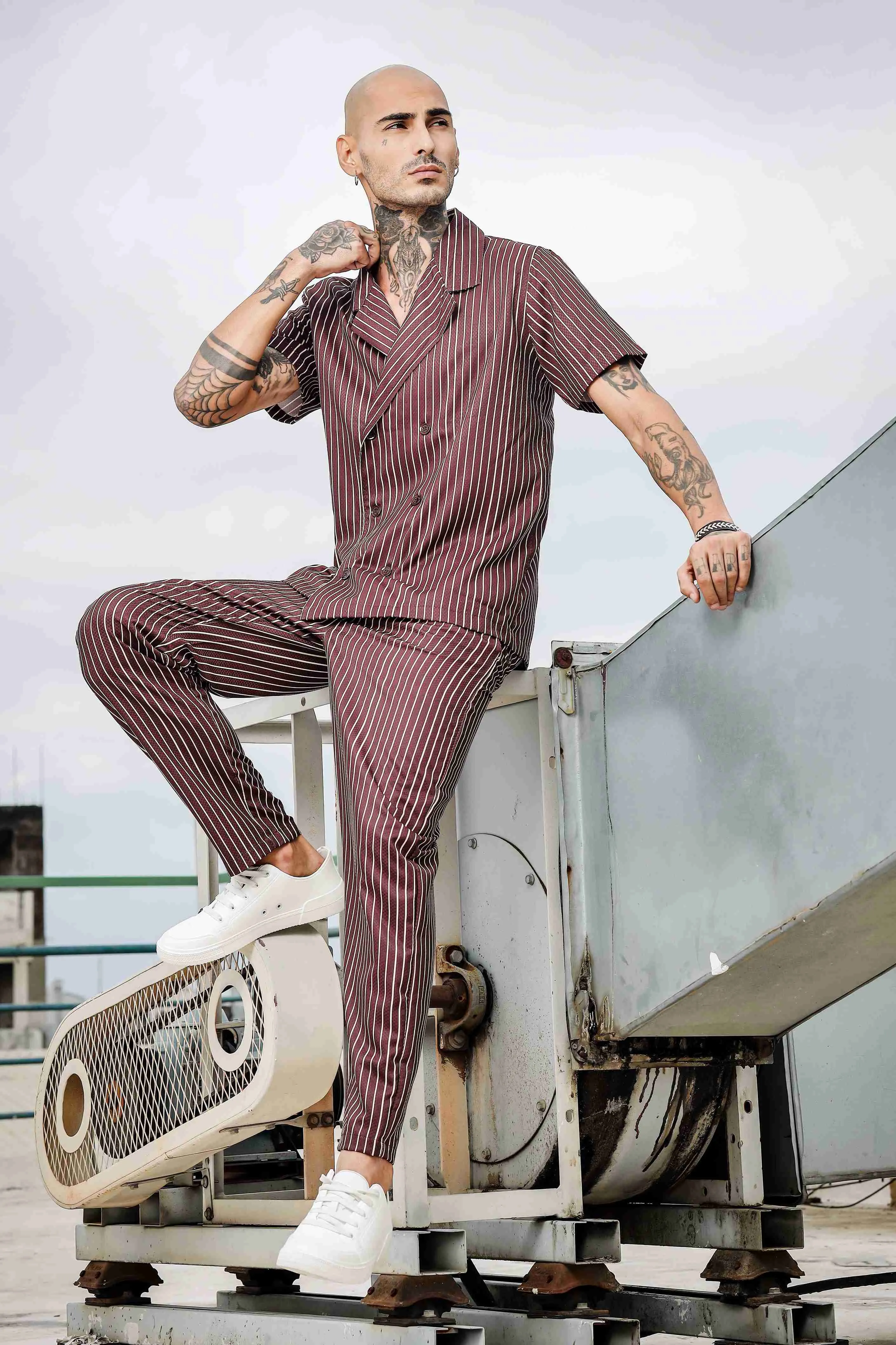 Jacquard Textured Korean Streetwear Coord Set