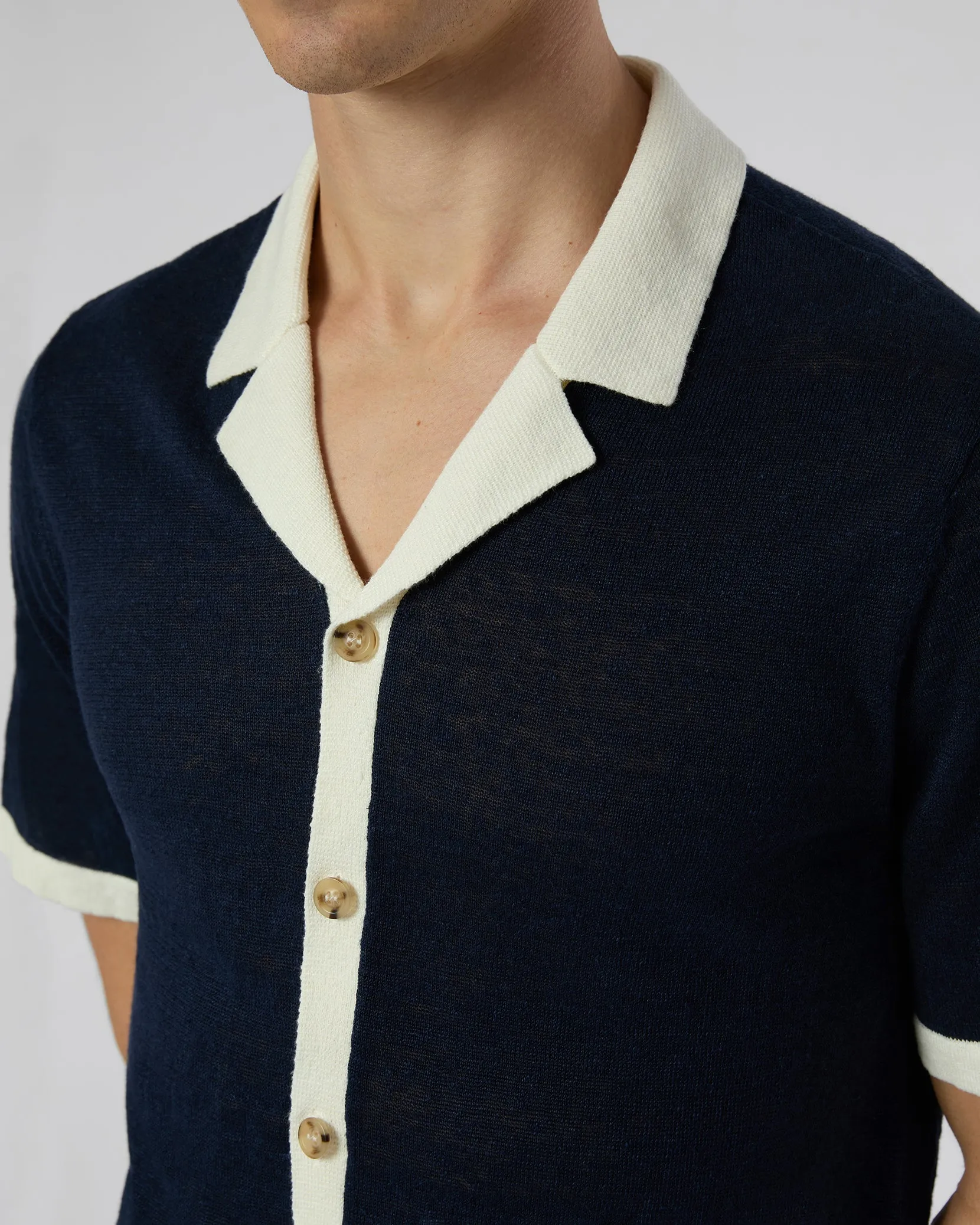 Linen Knit Camp Shirt