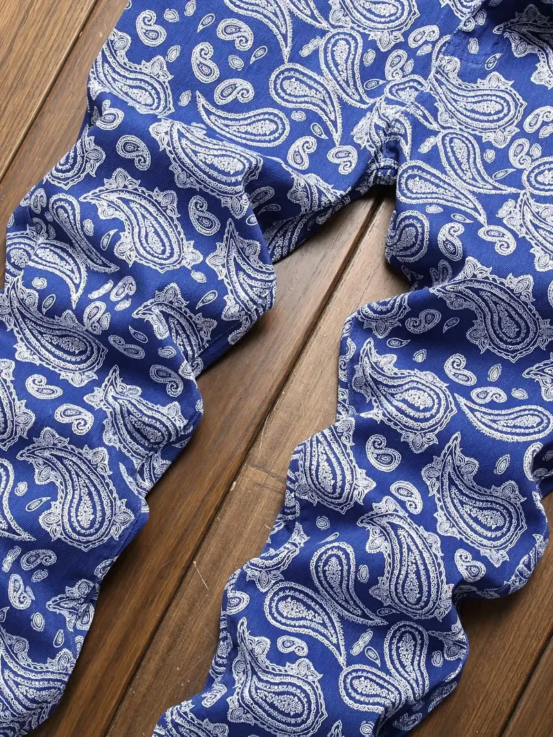Men's Casual Paisley Pattern Jeans