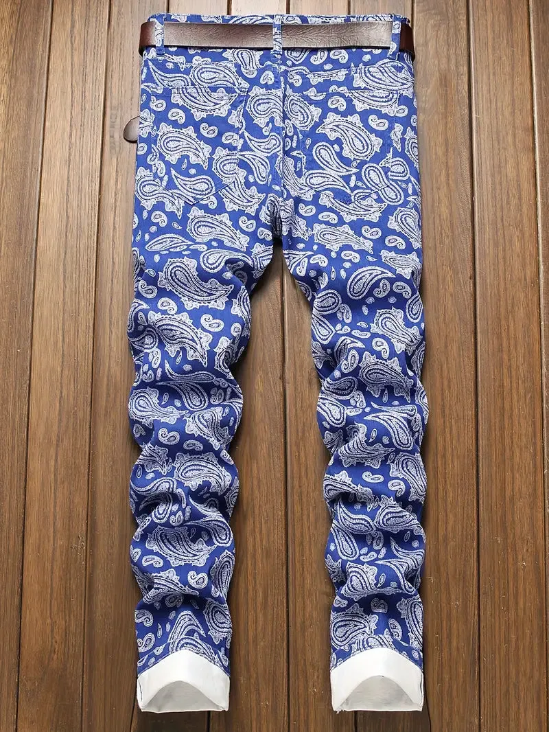 Men's Casual Paisley Pattern Jeans
