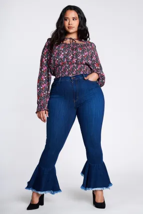 Pre-Order Ruffle Bell-Bottom Jeans