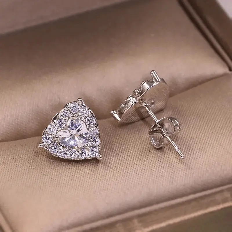 Sparkling Heart Stud Earrings - Perfect Gift for Any Occasion