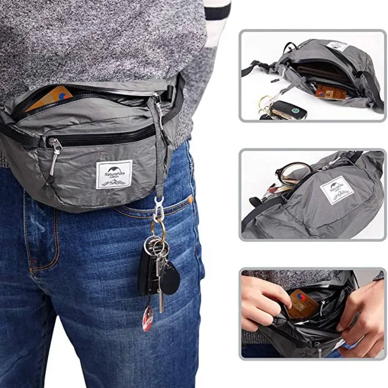 Unisex Foldable Portable Fanny Bag Waist Pack Lightweight for Outdoors Sports