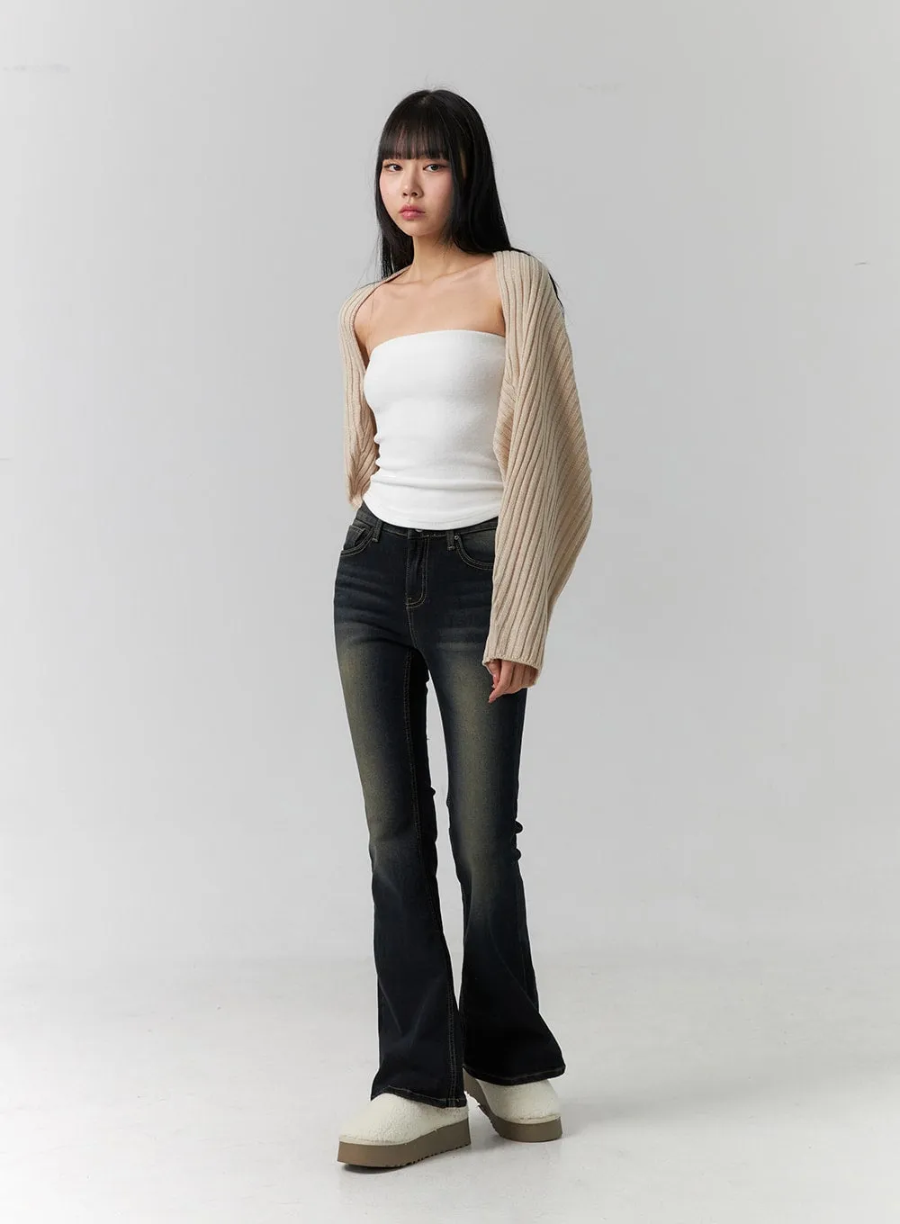 Washed Low Rise Bootcut Jeans CD308